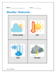 Weather flashcards: Partly cloudy, hot, cold, thunder