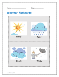 Weather flashcards: Sunny, rainy, cloudy, windy