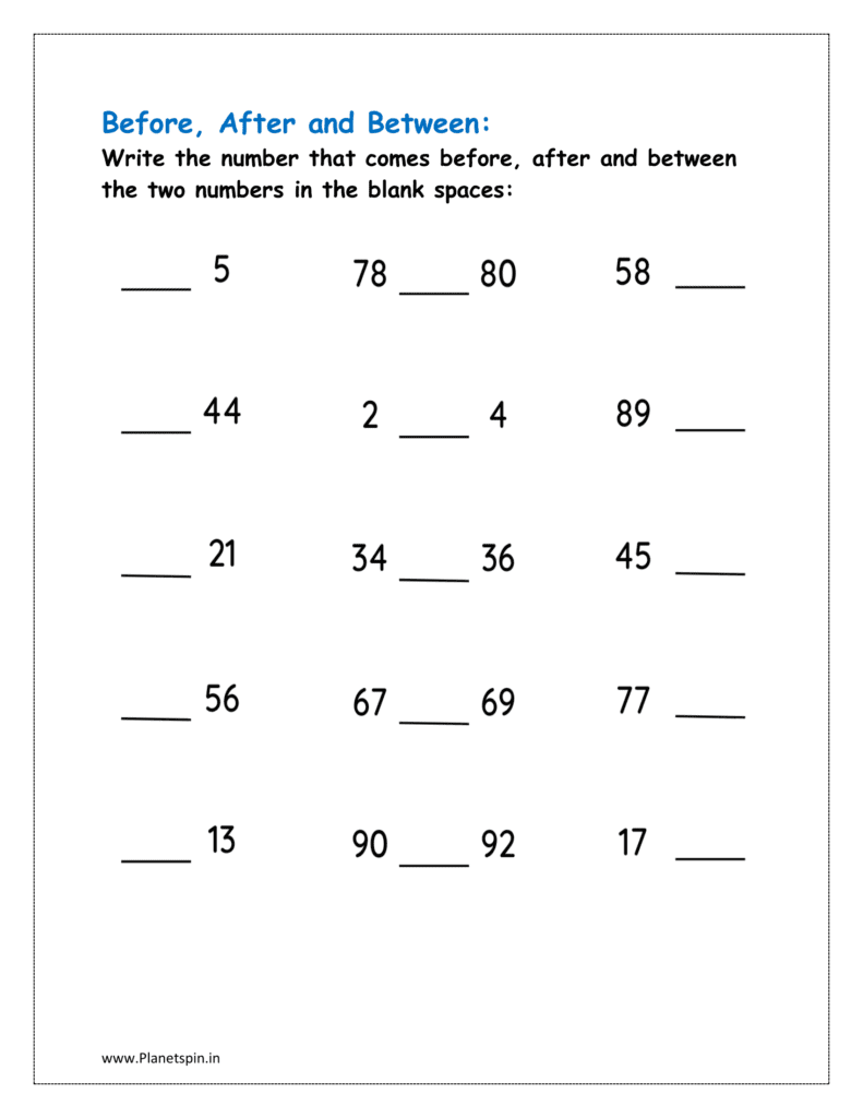 before after worksheet for class 1