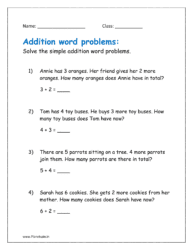 Solve the simple addition word problems.