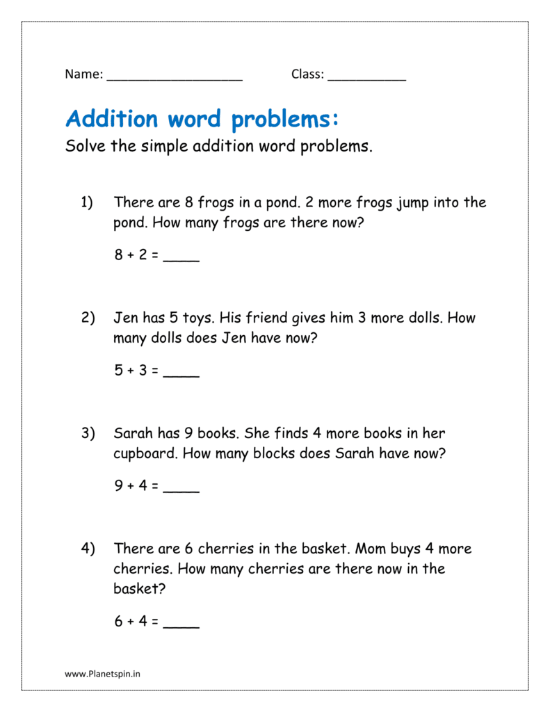 Solve the simple addition word problems.