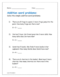 Solve the simple addition word problems.