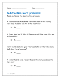 Subtraction word problems