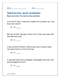 Subtraction word problems