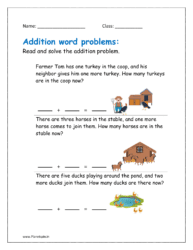 Solve the simple addition word problems.