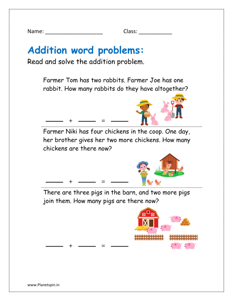 Solve the simple addition word problems.