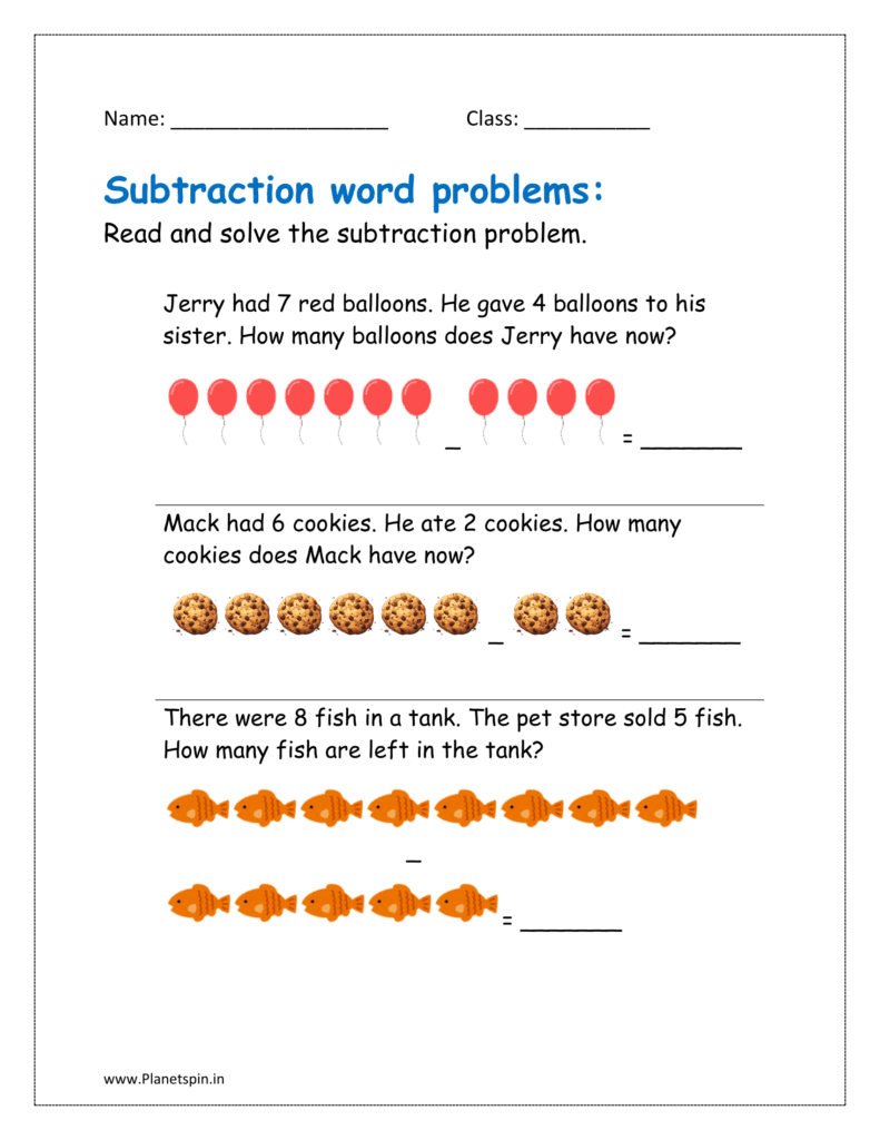 Read and solve the subtraction problem with multiple steps (word problems for class 1 subtraction)