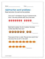 Read and solve the subtraction problem with multiple steps (word problems for class 1 subtraction)