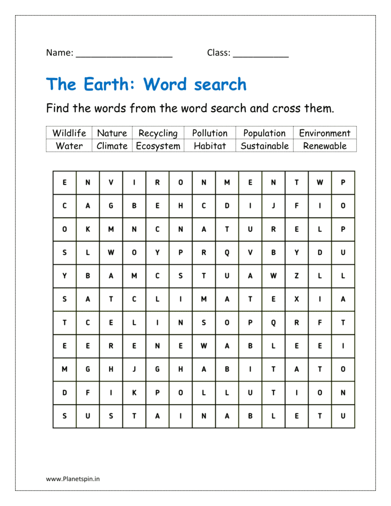 Find the words from the word search and cross them.