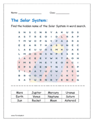 Find the hidden name of the Solar System in word search