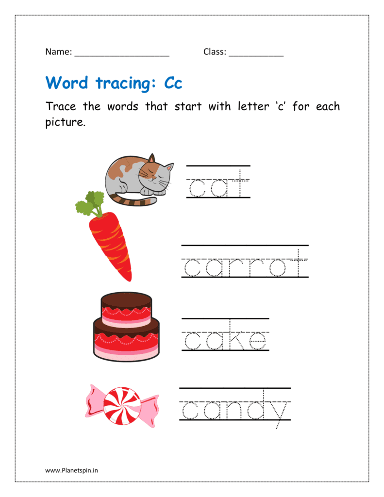 trace words worksheets