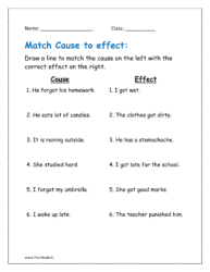 Draw a line to match the cause on the left with the correct effect on the right.