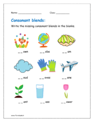 Write the missing consonant blends in the blanks (consonant blend worksheets for kindergarten)