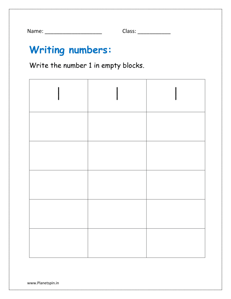 Fill the blank blocks by writing number one