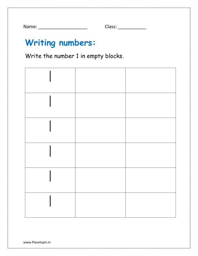 Write the number one in empty blocks