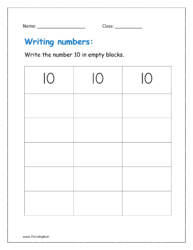 Fill the blank blocks by writing number 10