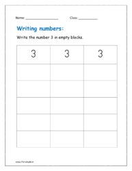 Fill the blank blocks by writing number 3