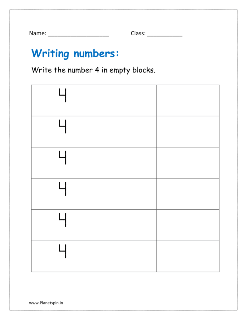 Write the number 4 in empty blocks