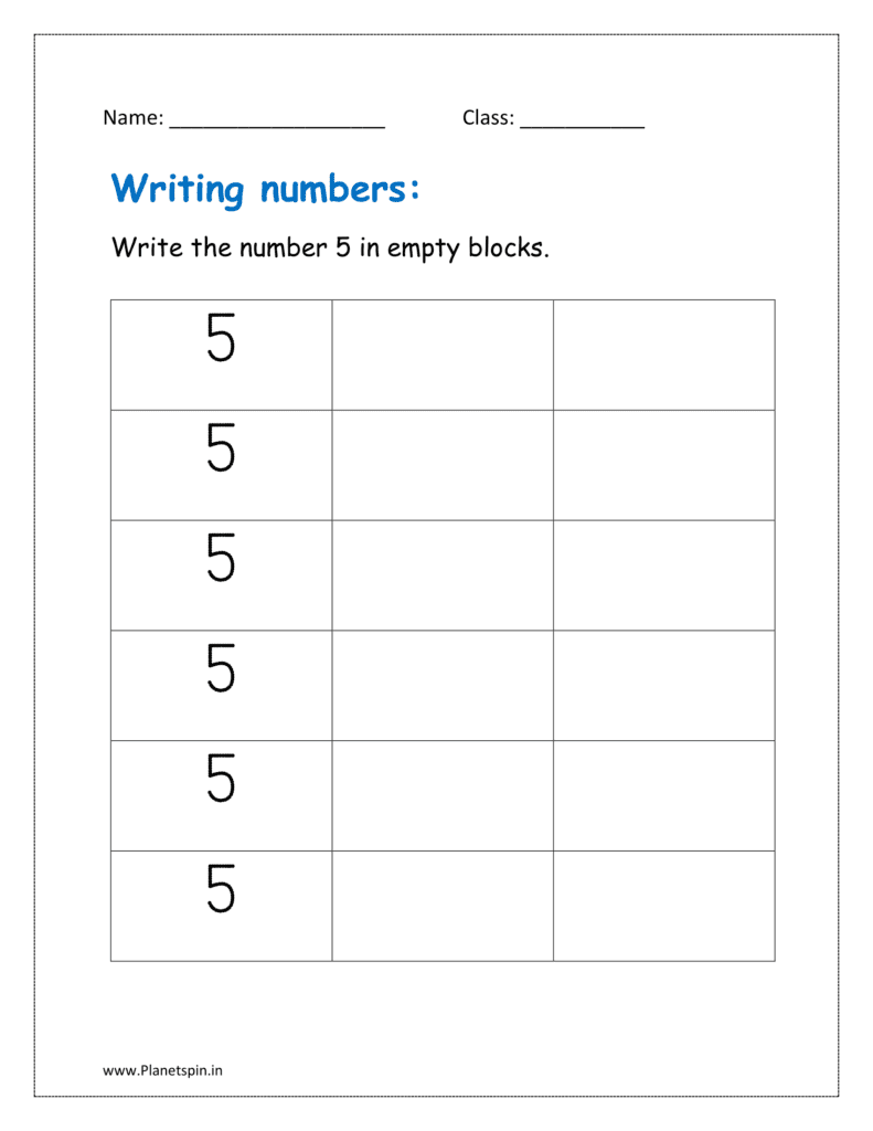 Write the number 5 in empty blocks