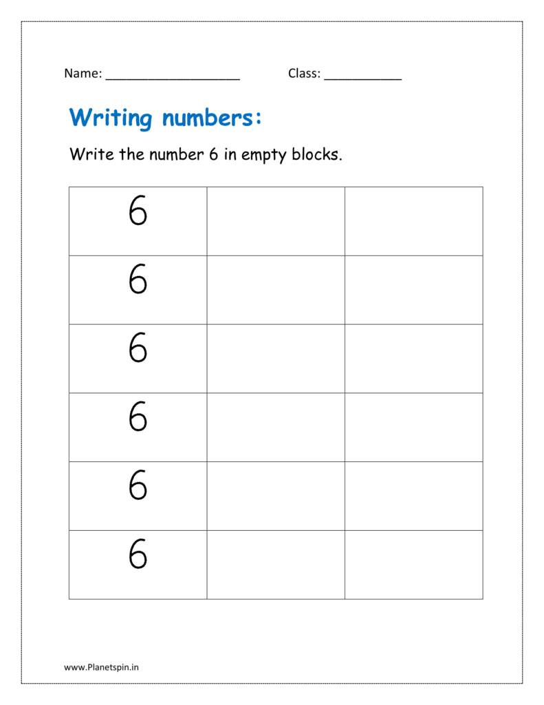 Write the number 6 in empty blocks