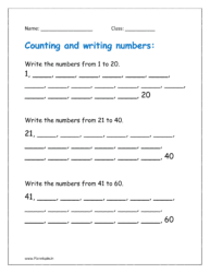 Write the numbers from 1 to 60