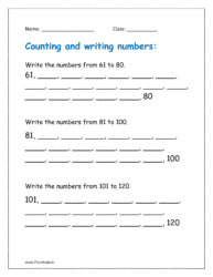 Write the numbers from 61 to 120