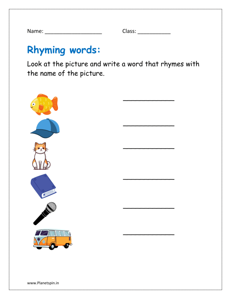 Look at the picture and write a word that rhymes with the name of the picture.