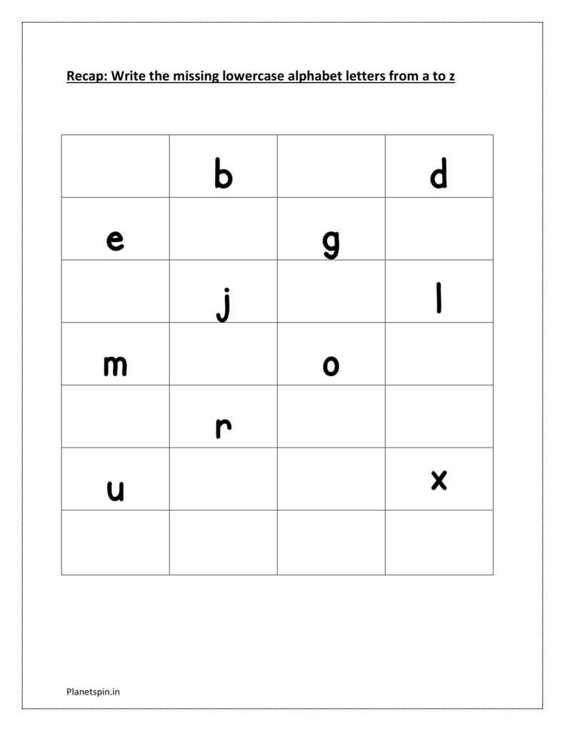 Tracing small letters a to z | Recap of writing lowercase letters