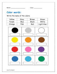 Write the name of the colors (free printable kindergarten worksheets color words)