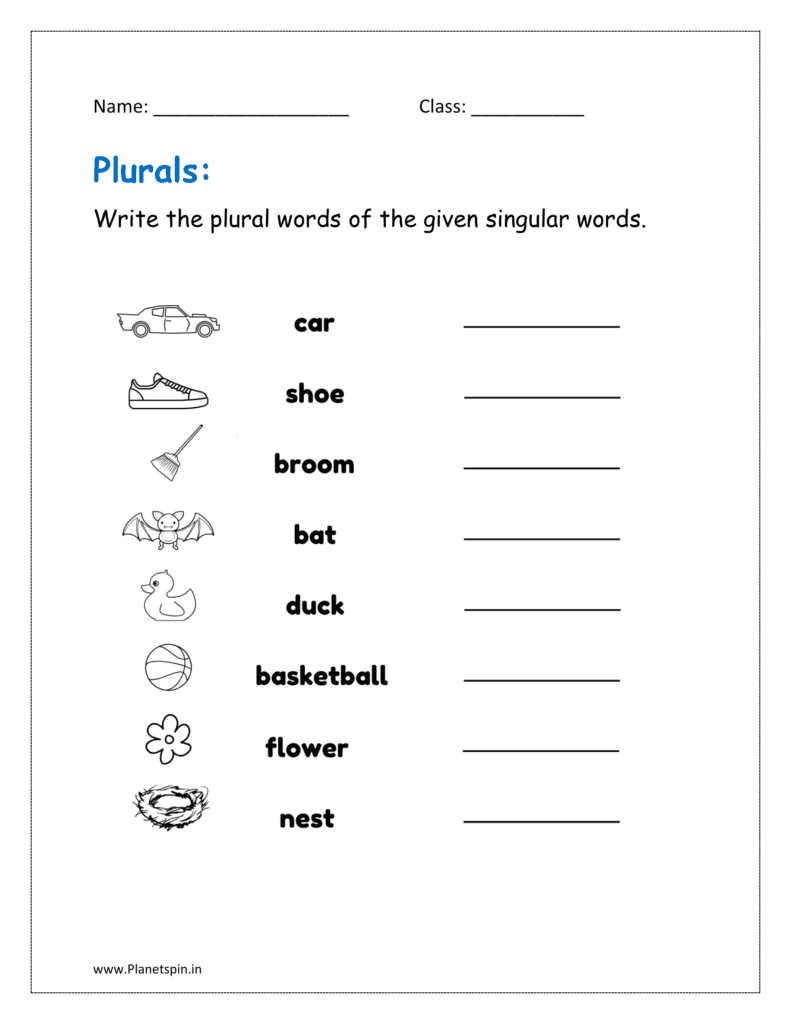 plural words worksheet