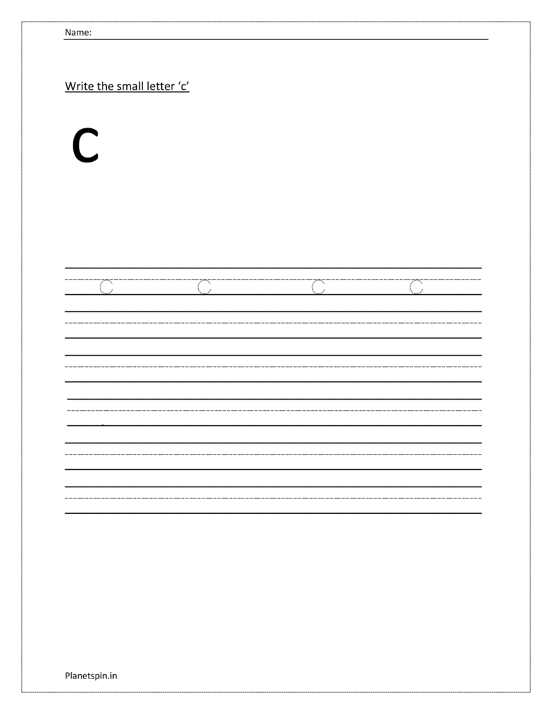 Tracing lowercase letter c | Tracing and writing small letter c