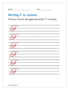 6.  uppercase letter F in cursive  