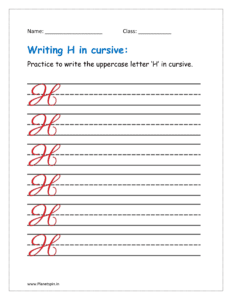 6. Practice to write uppercase letter H in cursive writing in free printable worksheet pdf