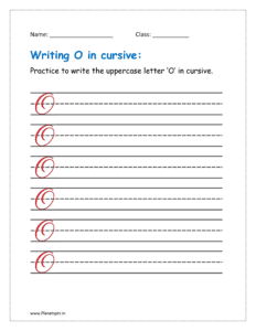 6. Practice to write uppercase letter O in cursive writing