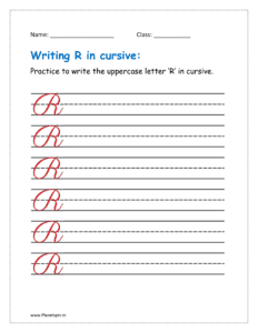 6. Practice to write uppercase letter R in cursive writing