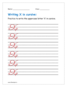 6. Practice to write uppercase letter X in cursive writing